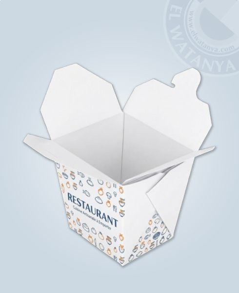 Boîte repas asiatique en blanc imp quadrie
